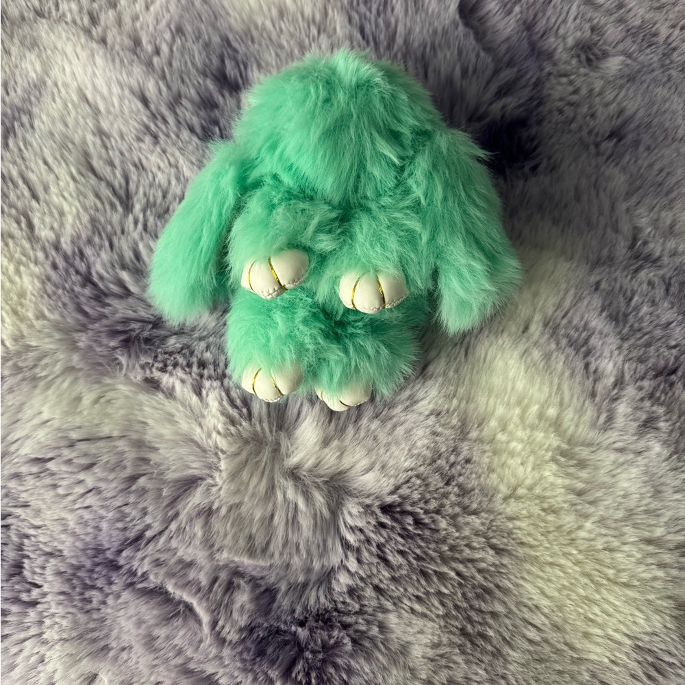 Plush Fuzzy Mint green Bunny bag charm/Keychain